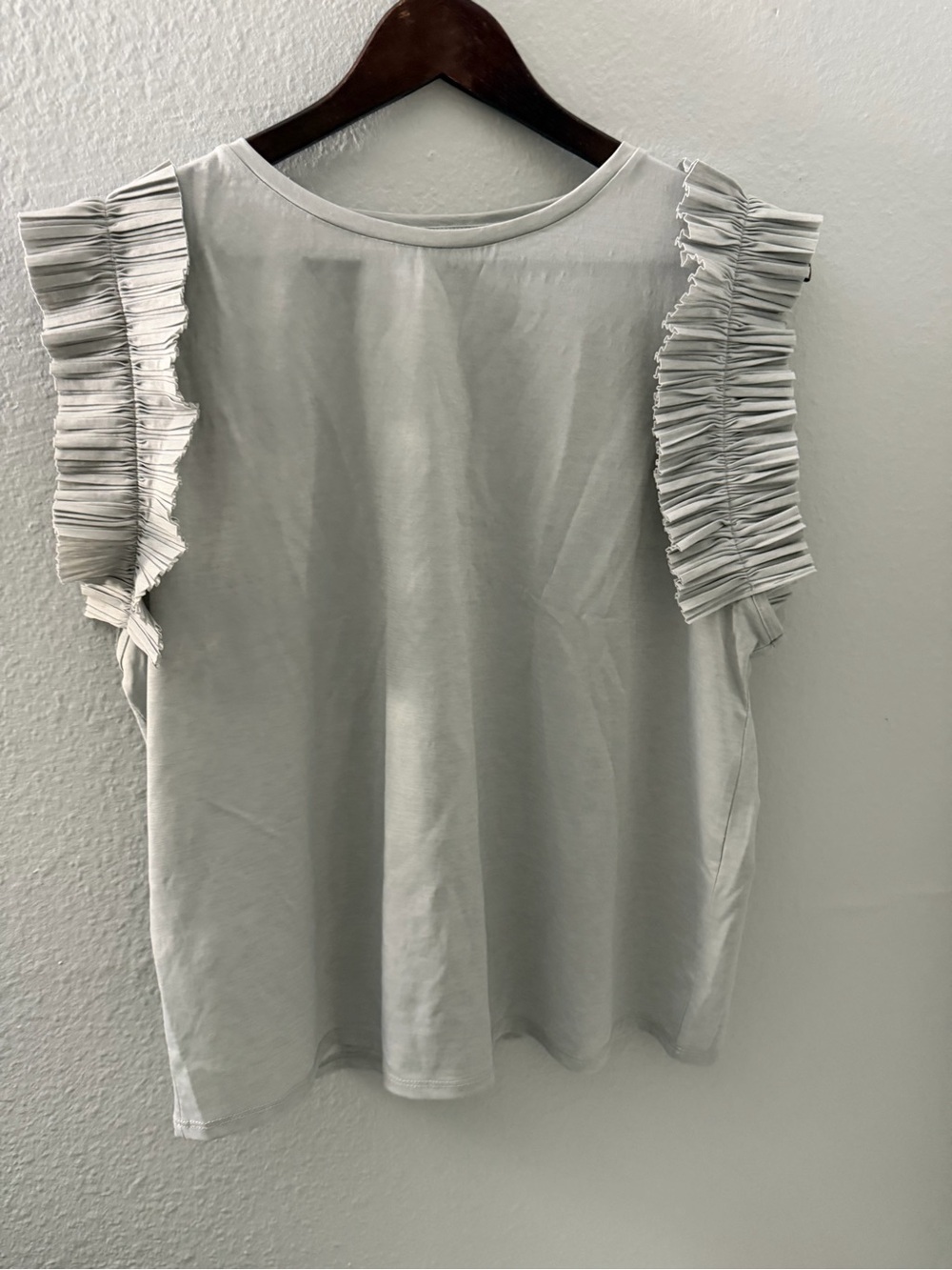 Zara Light Gray Ruffle Shoulder Tank Top
